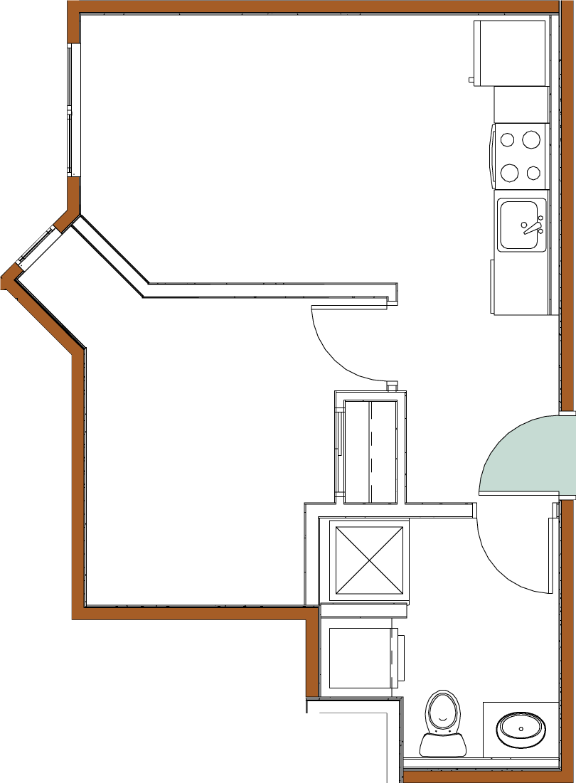 The Sellina, 1 Bedroom, Galley- Floorplan.png
