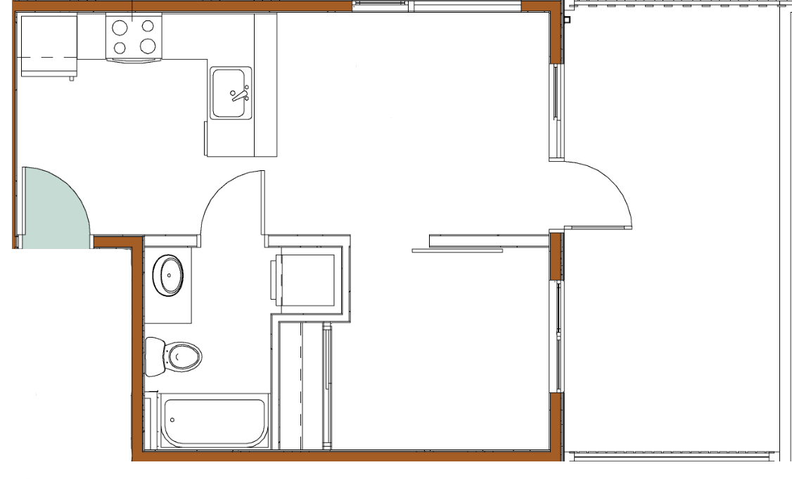 The Sellina, 1 Bedroom Open Outdoor- Floorplan