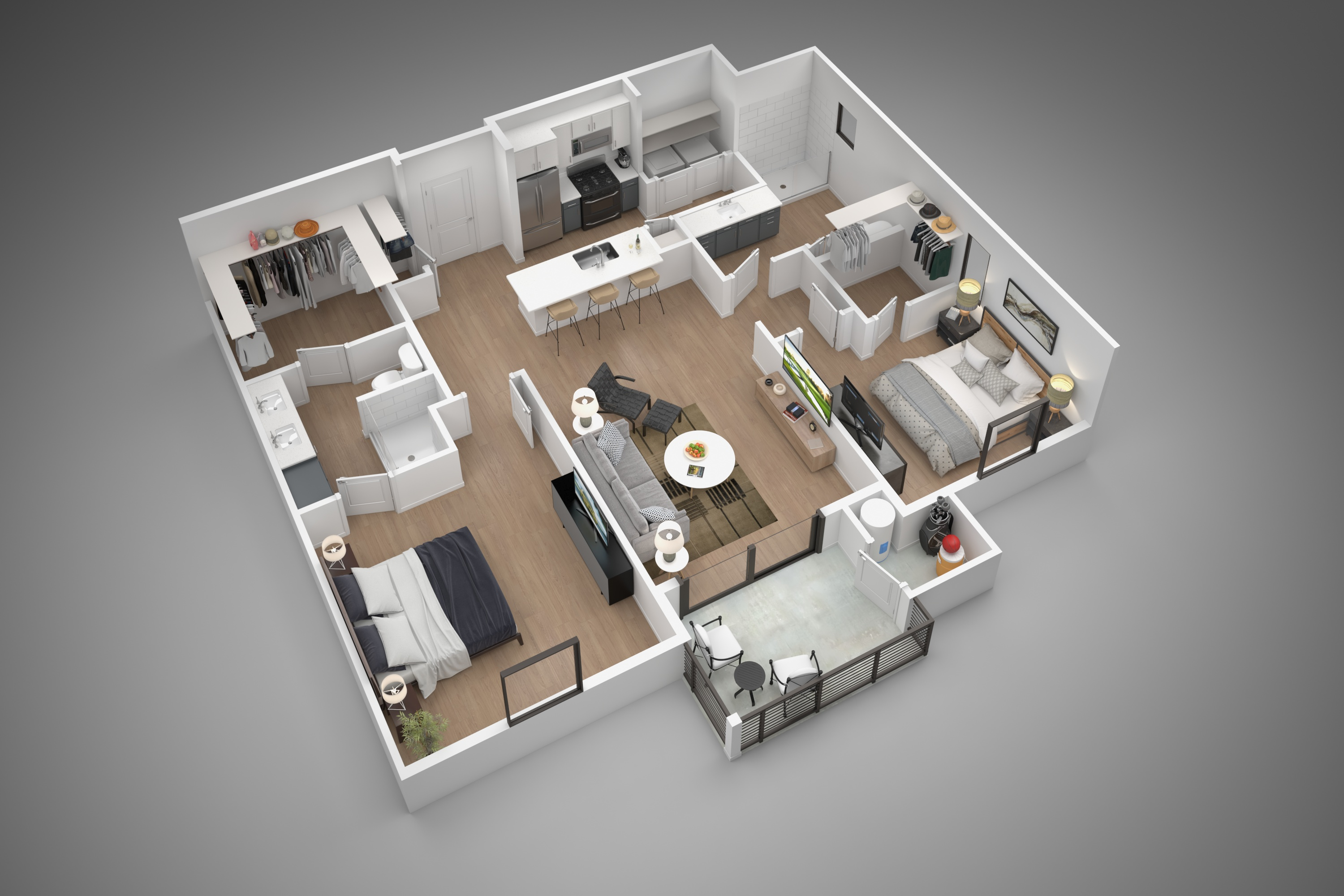 3D apartment layout preview at The M at Shadow Mountain.