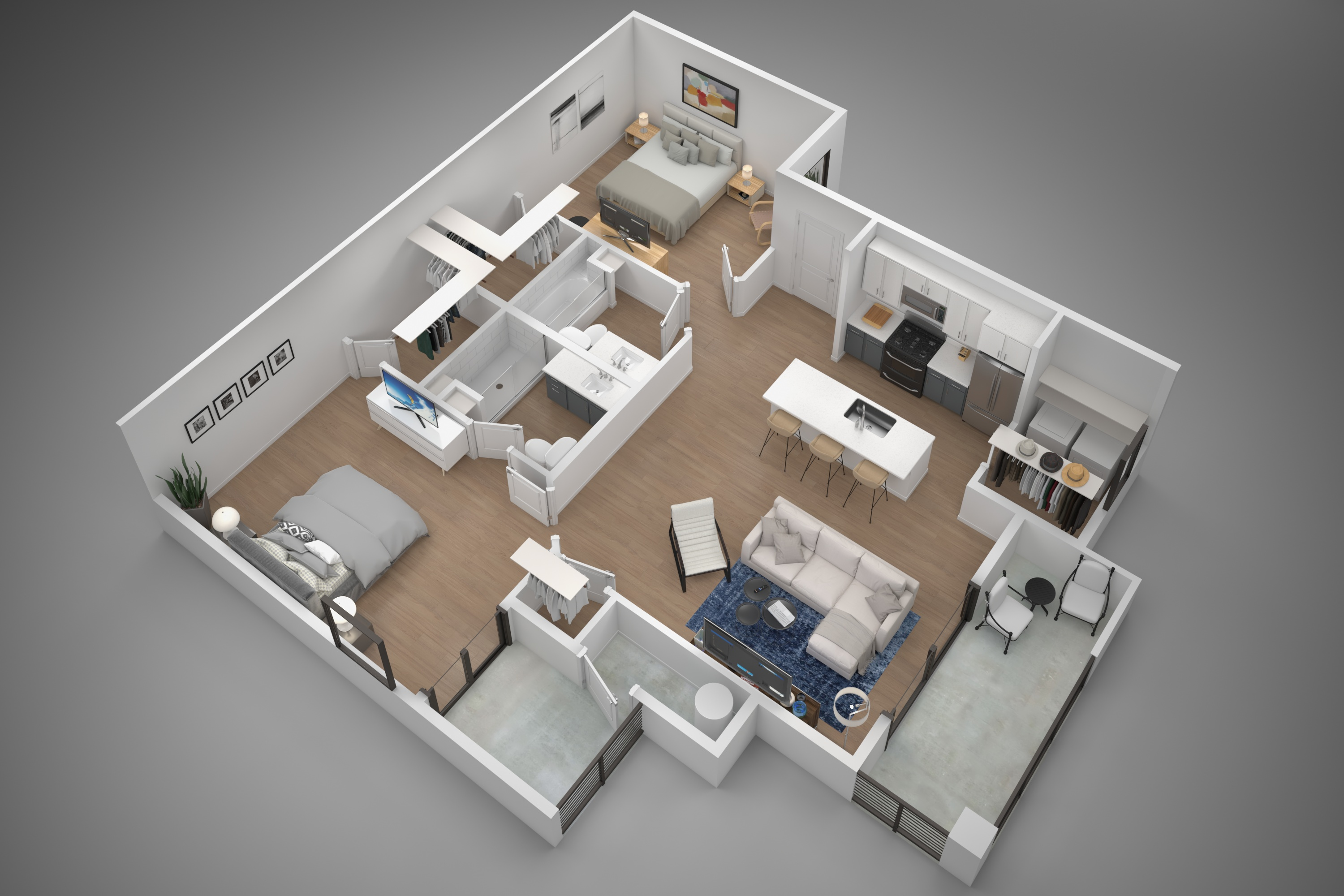 3D apartment layout preview at The M at Shadow Mountain.