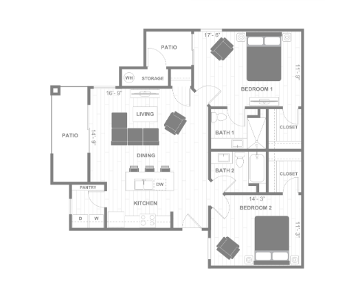 Floor-plan diagram at The M at Shadow Mountain.
