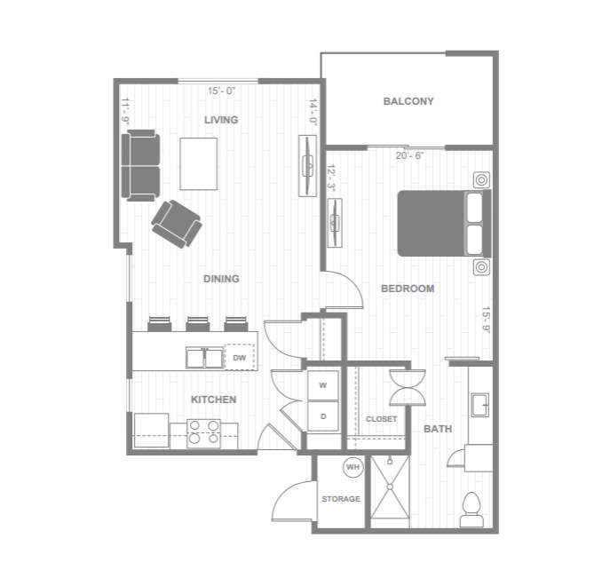 Floor-plan diagram at The M at Shadow Mountain.