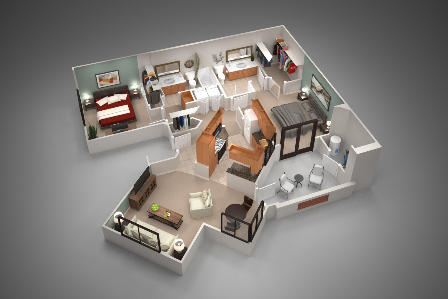 3D apartment layout preview at San Pedregal.