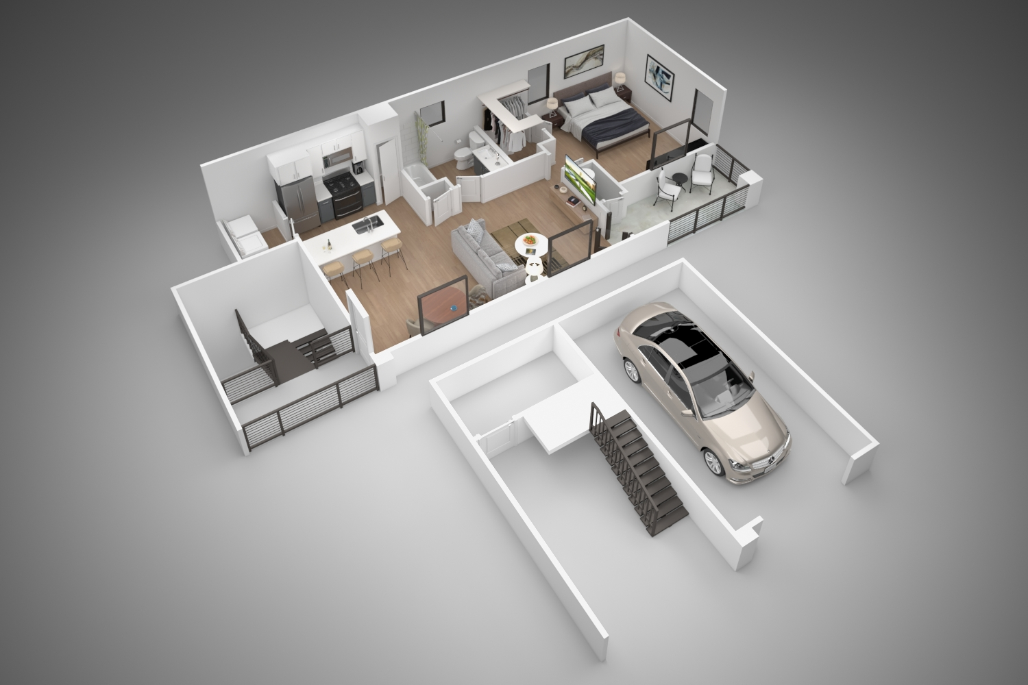 3D apartment layout preview at The M at Shadow Mountain.
