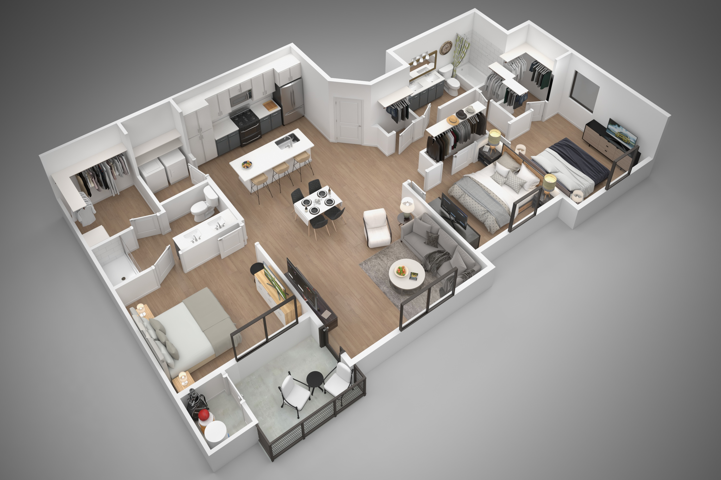 3D apartment layout preview at The M at Shadow Mountain.