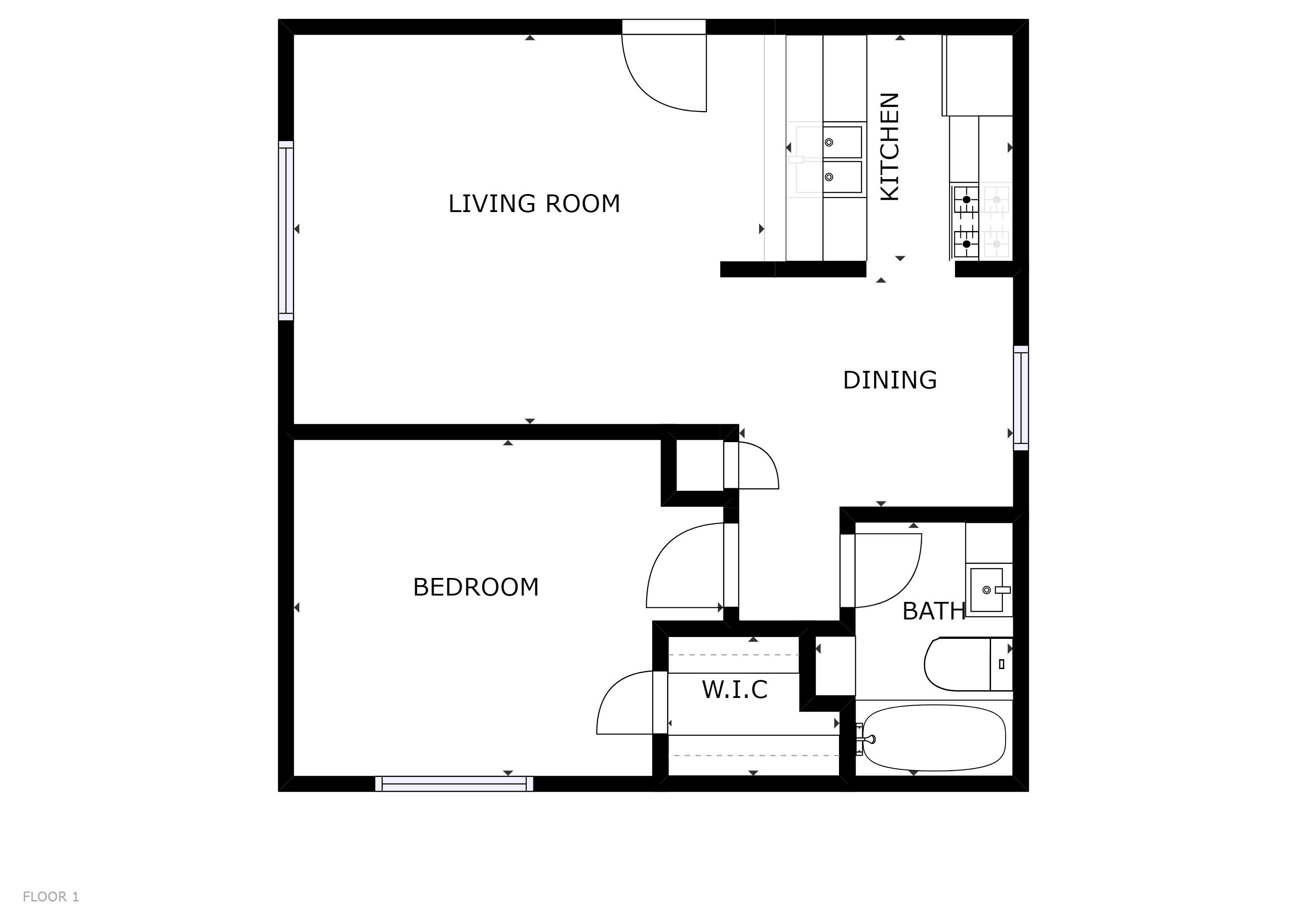 Brix2 -  1 Bedroom Floorplan