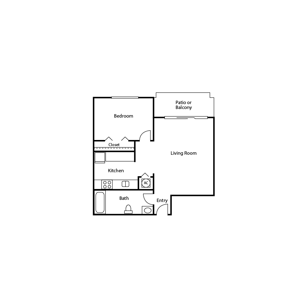 THE CROWN - 1 BED - 1 BATH - 550sq.ft.