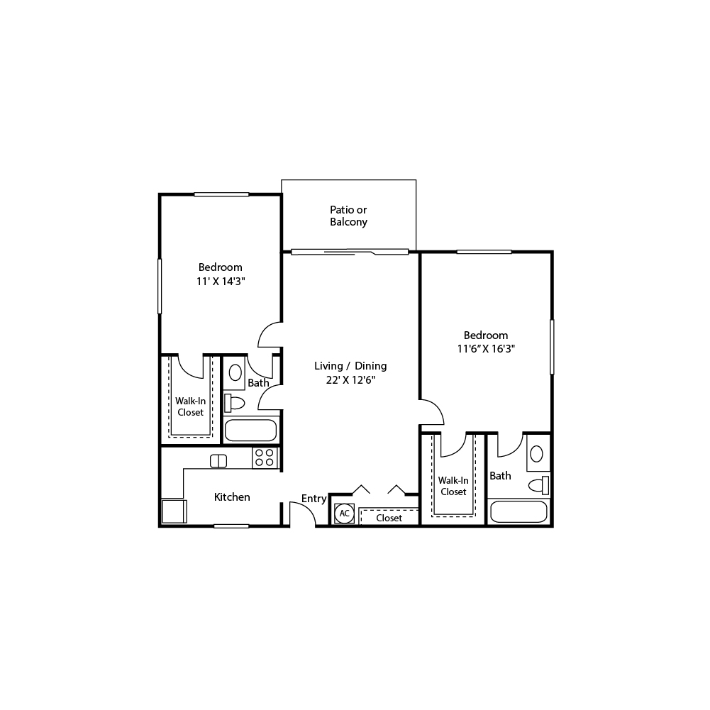 THE QUEEN CLASSIC - 2 BED - 2 BATH - 951sq.ft.