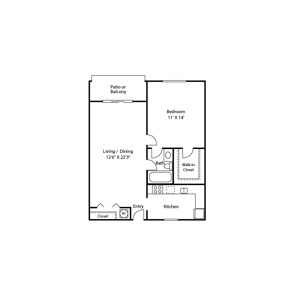 THE MAJESTIC - 1 BED - 1 BATH - 750sq.ft.