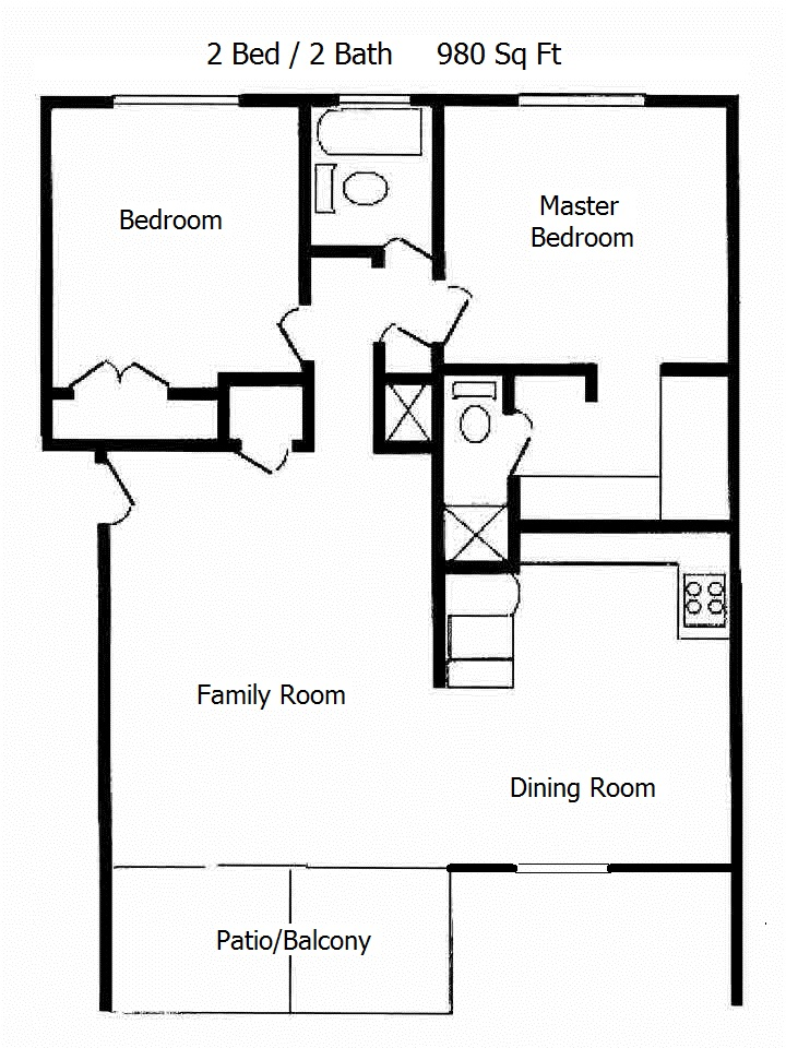 Two Bedroom 2D Floorplan