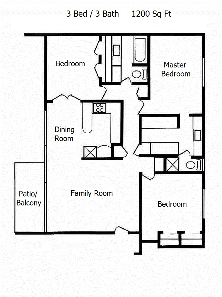 Three Bedroom 2D Floorplan