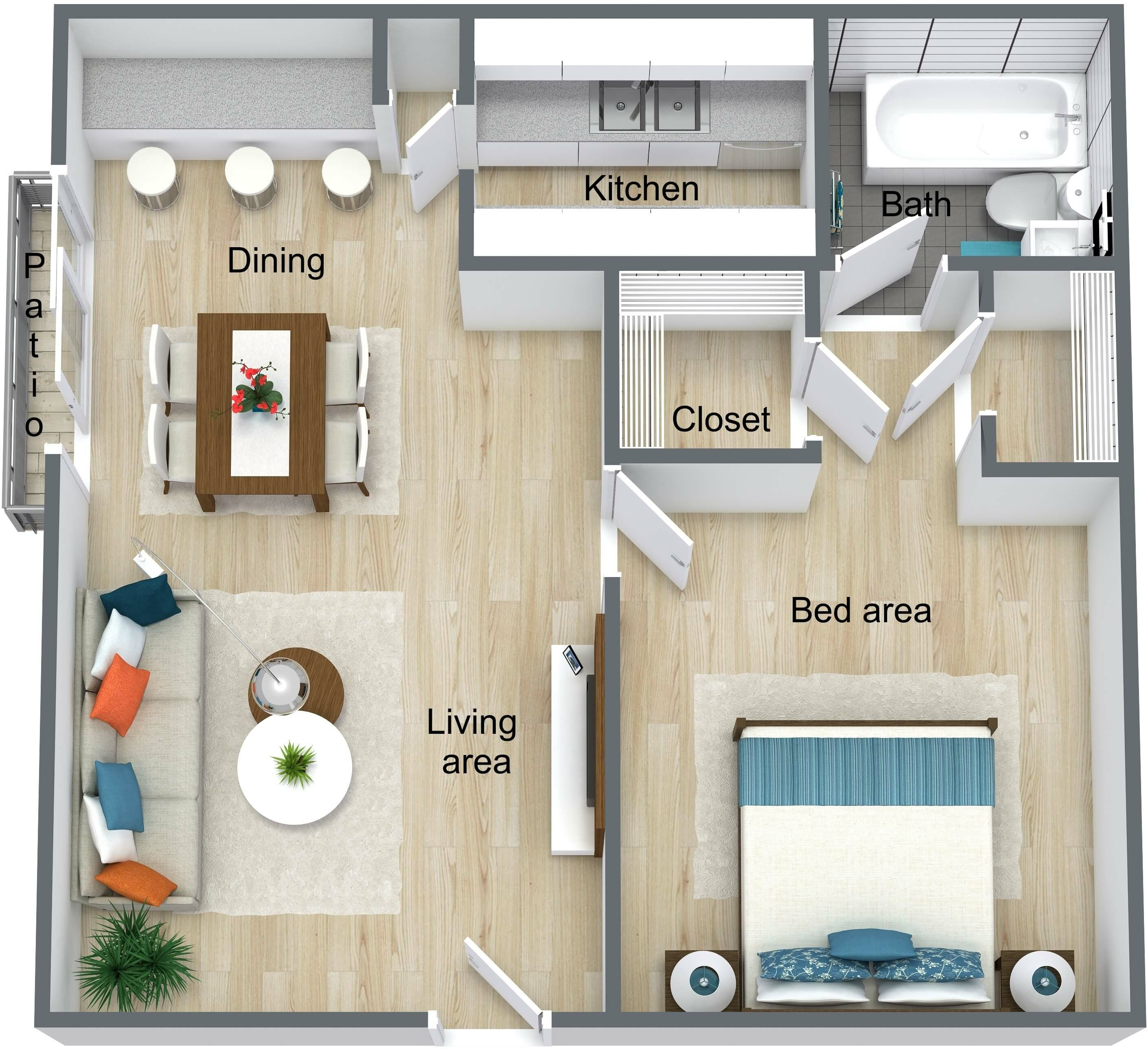 Wymore Grove Apts - Efficiency 530 sf - 3D Floor Plan (3).jpeg
